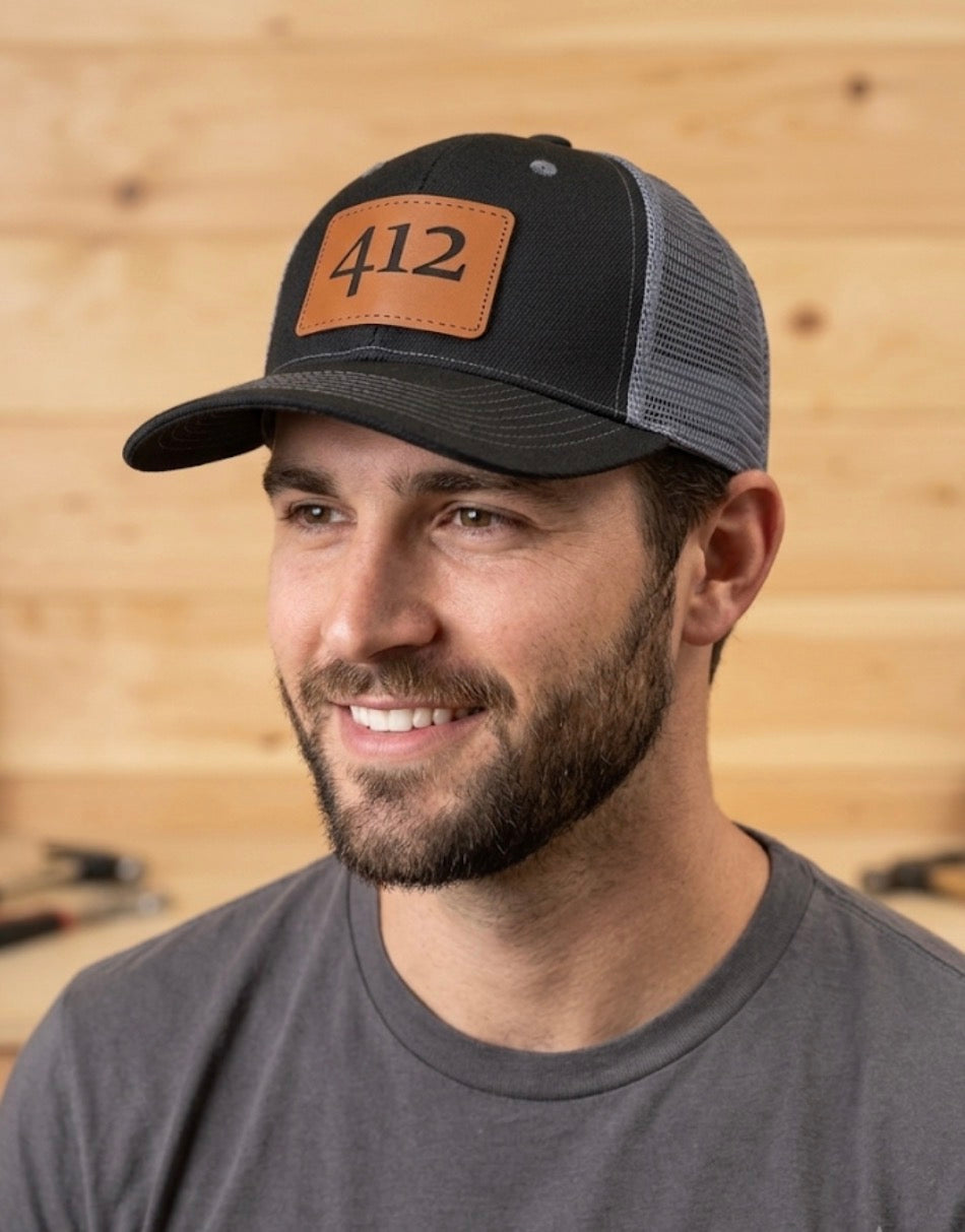 412 Leather Patch Trucker Hat