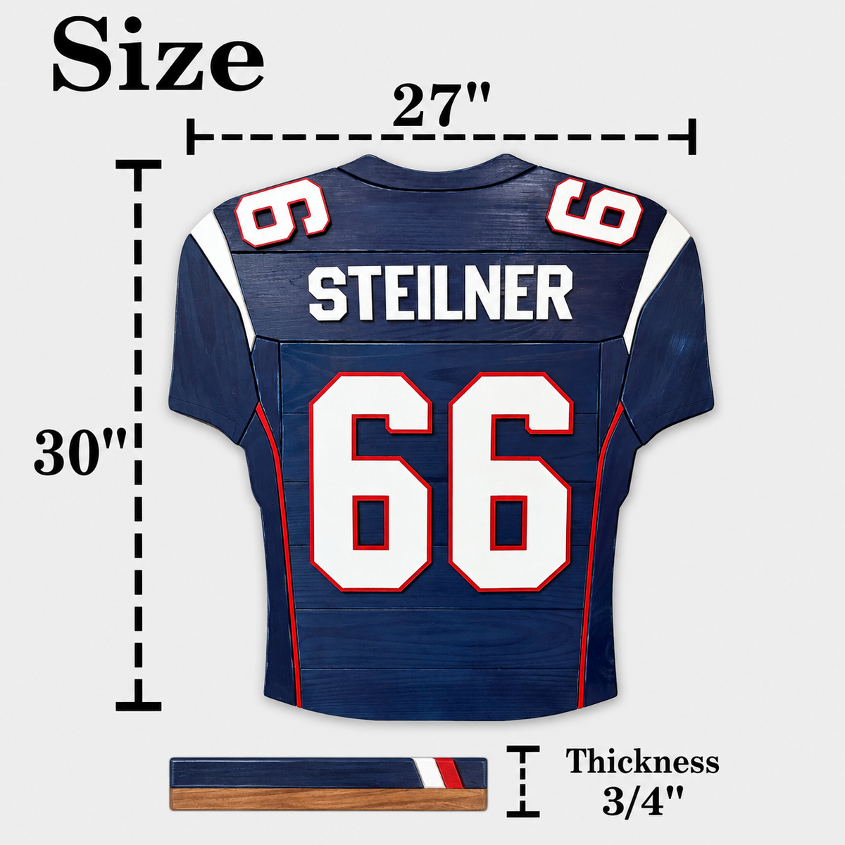 Personalized Wooden Football Jersey – Custom Sports Wall Art