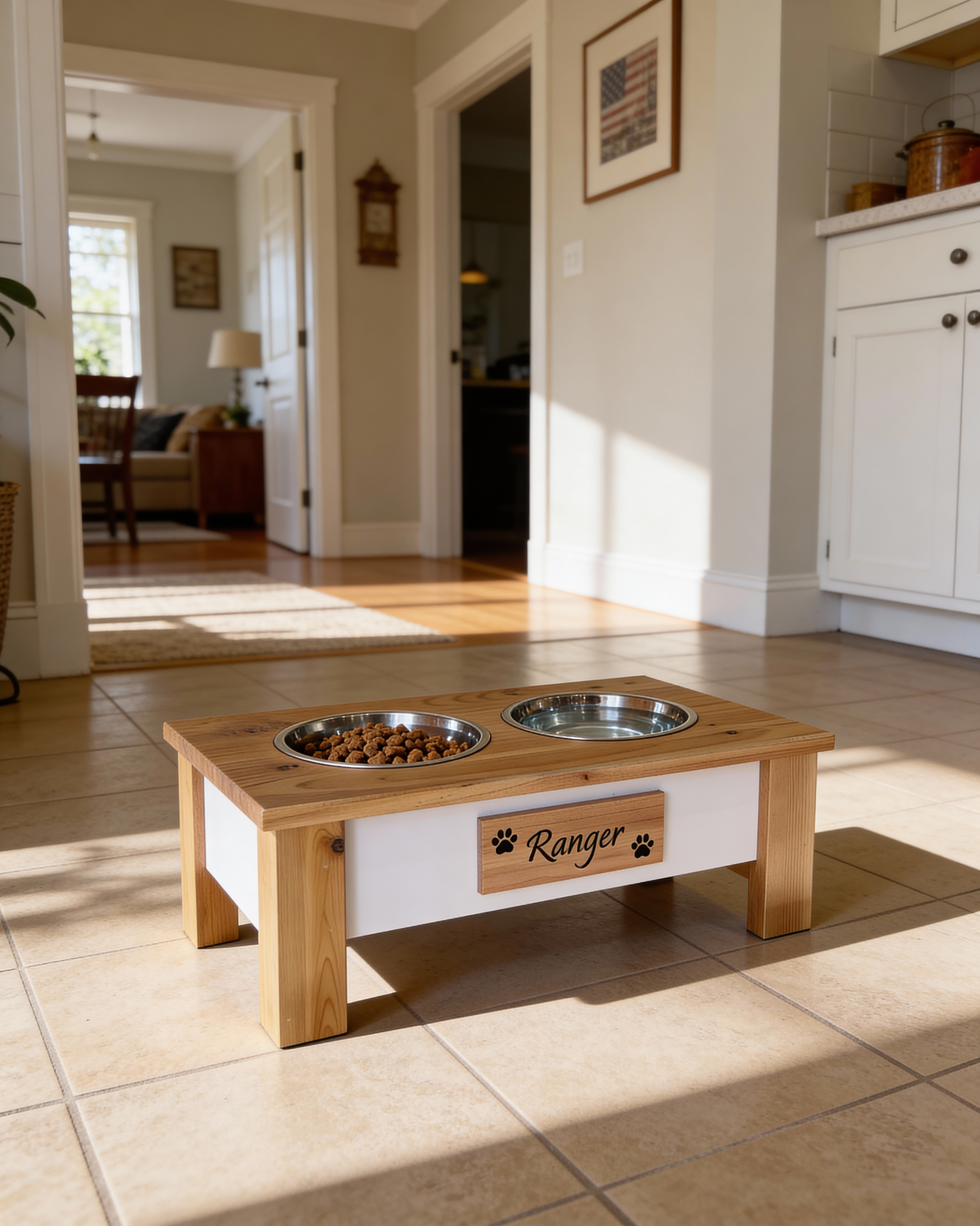 Cedar & Pine Dog Bowl Stand