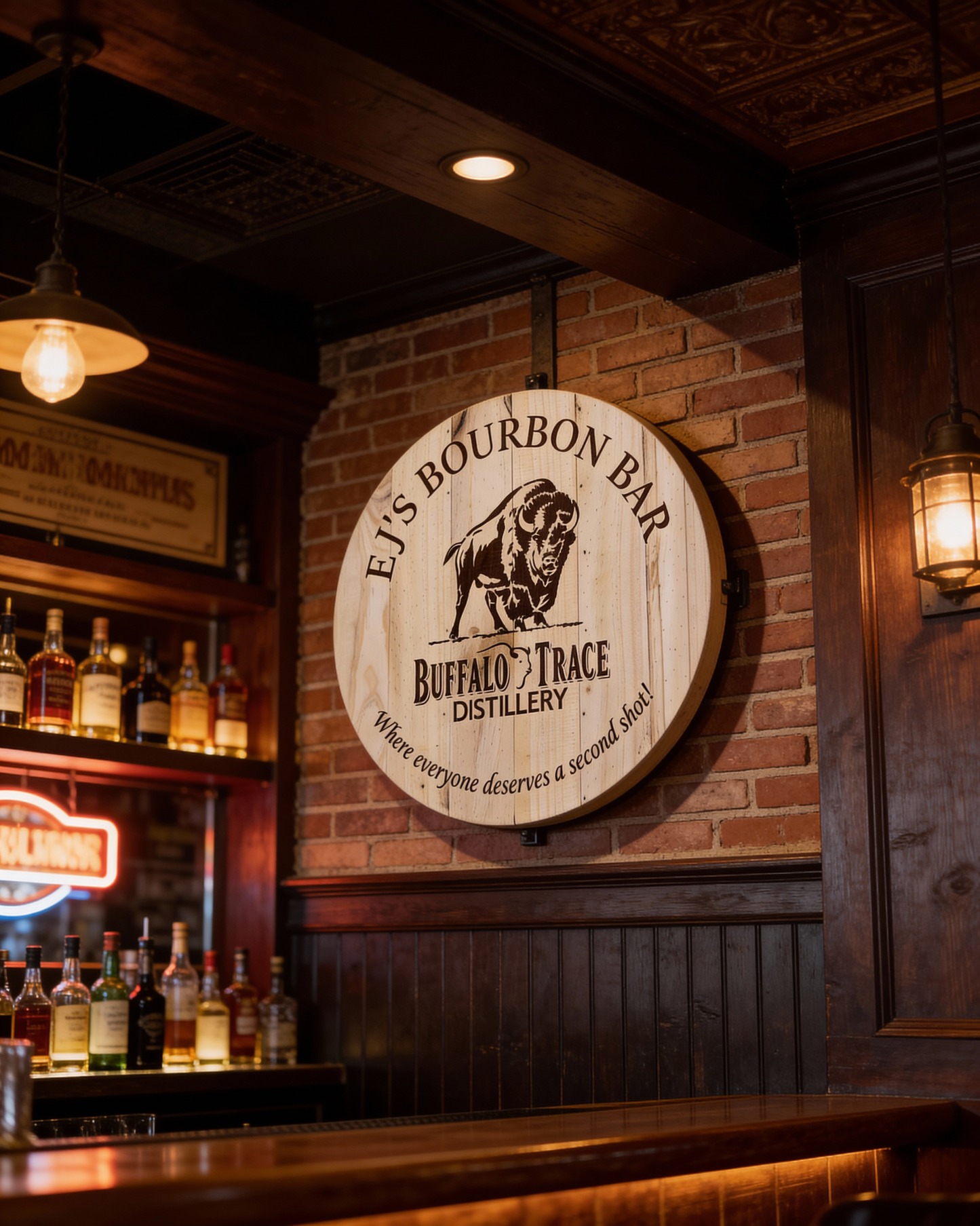 Bourbon Barrel Lid Sign