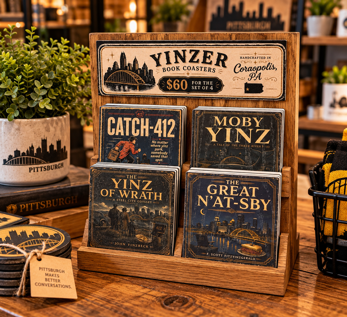 Yinzer Book Coasters