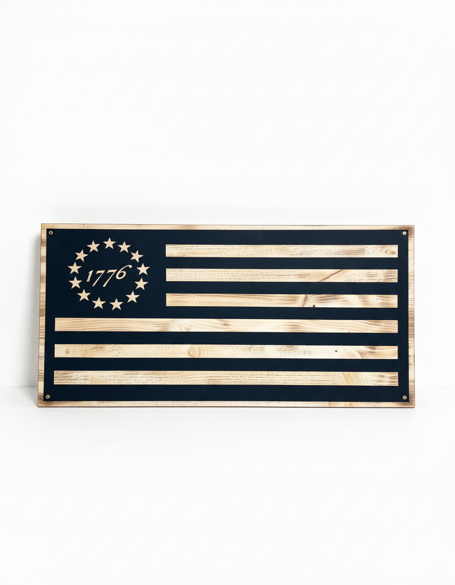 Betsy Ross Torched Pine Flag