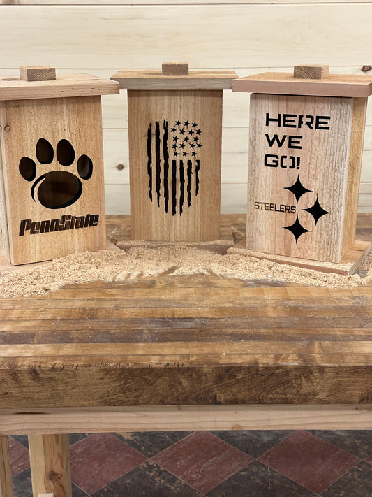 Themed Wood Lantern with Removable Front