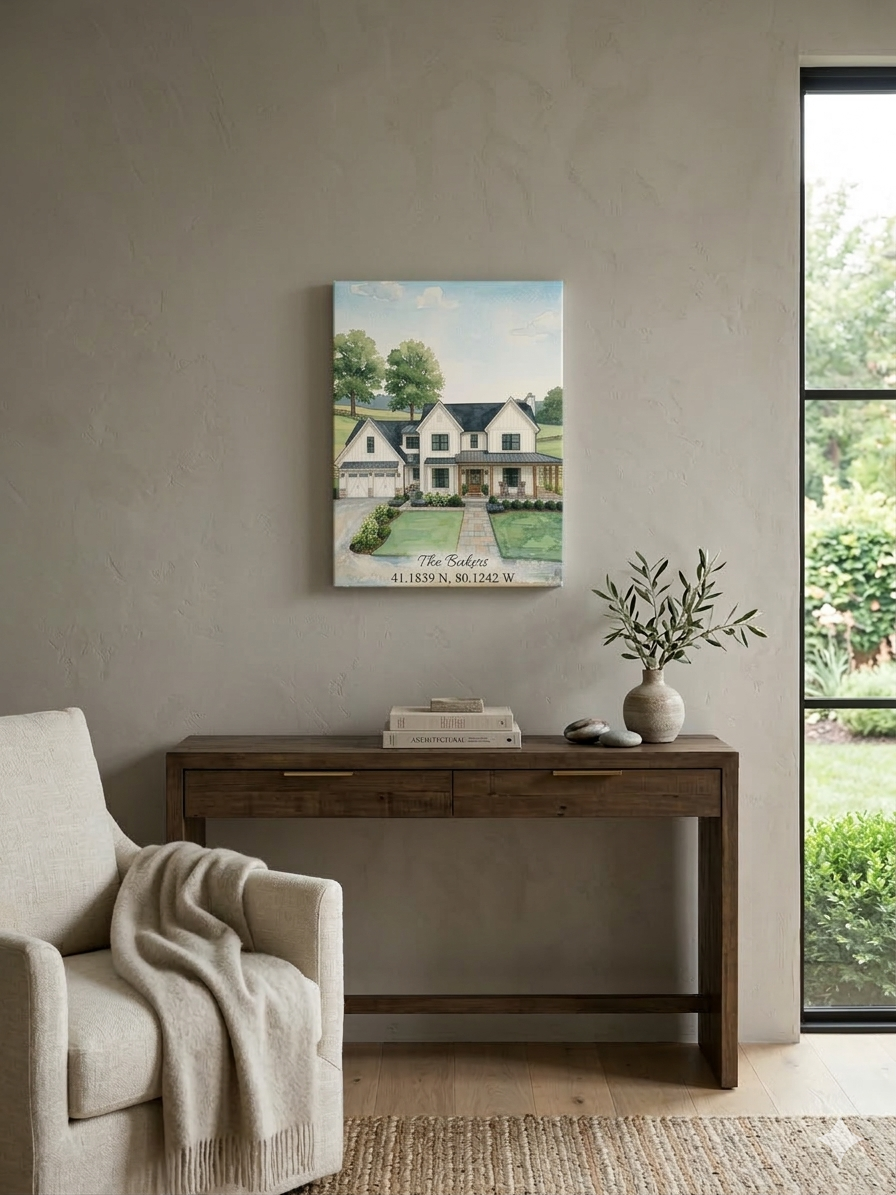 Custom Watercolor Home Portrait – Canvas