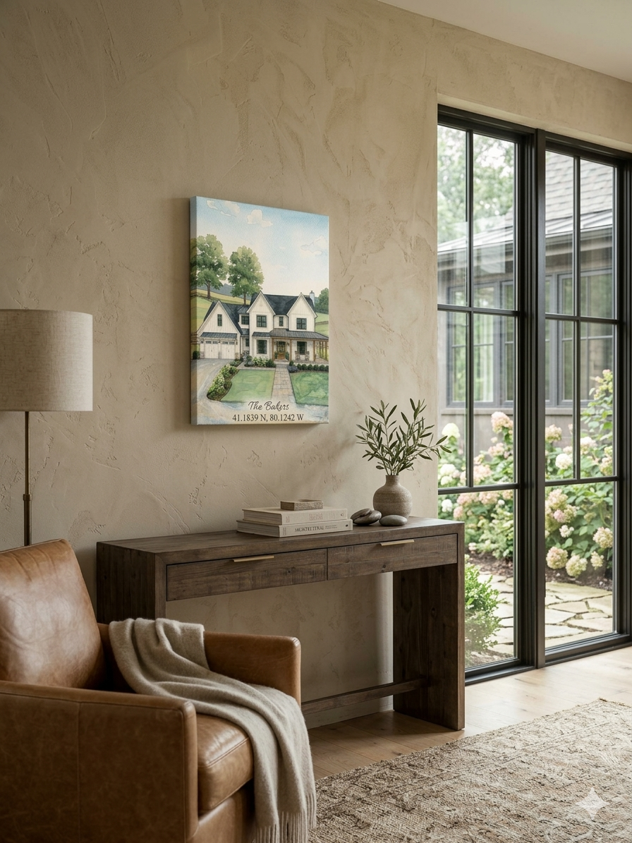 Custom Watercolor Home Portrait – Canvas – Prezents