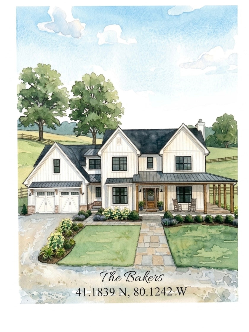 Custom Watercolor Home Portrait – Canvas