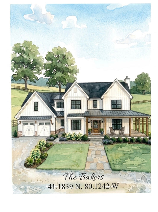 Custom Watercolor Home Portrait – Canvas