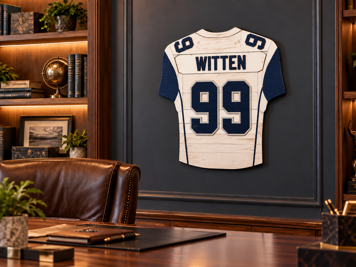 Personalized Wooden Football Jersey – Custom Sports Wall Art
