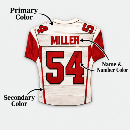 Personalized Wooden Football Jersey – Custom Sports Wall Art
