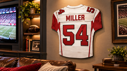 Personalized Wooden Football Jersey – Custom Sports Wall Art