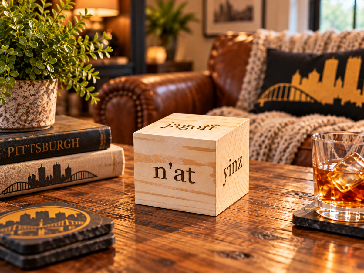 Pittsburghese Wooden Cube