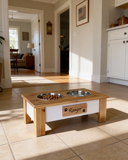 Cedar & Pine Dog Bowl Stand
