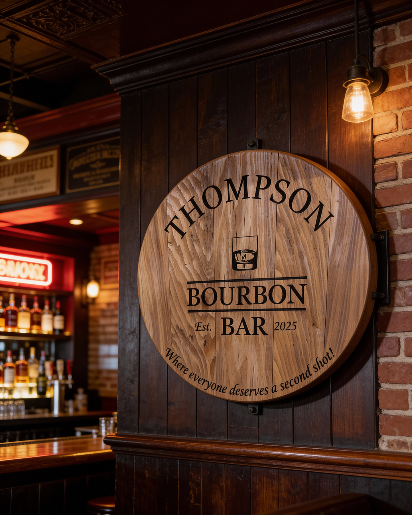 Bourbon Barrel Lid Sign
